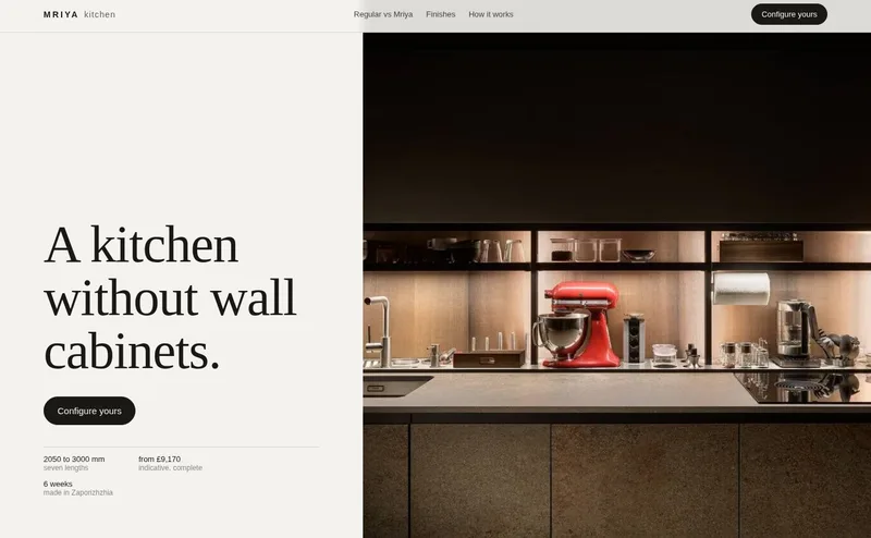 The homepage of my dad’s kitchen company